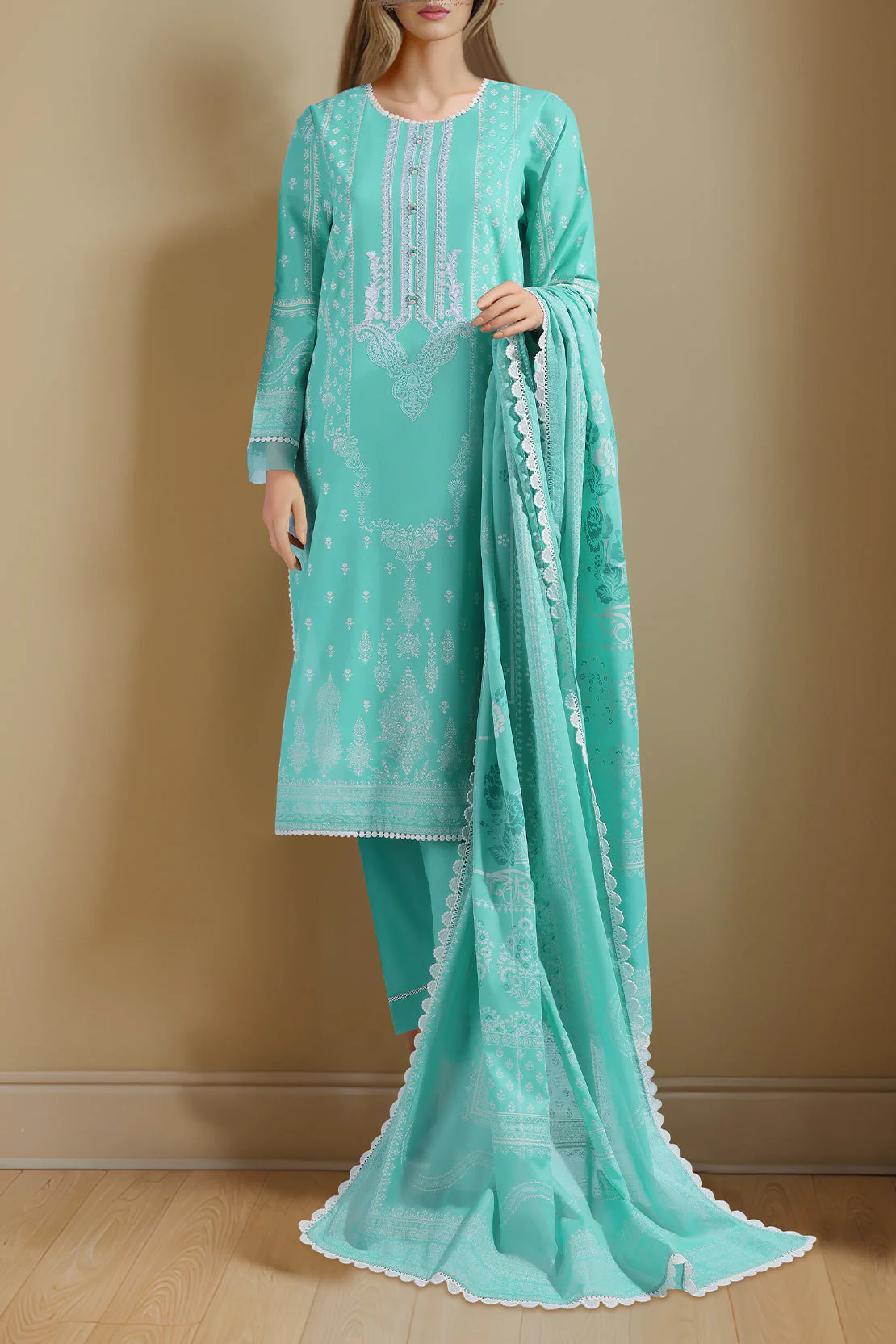 Unstitched Printed Lawn 2 Piece (Shirt/Dupatta) - Image 2
