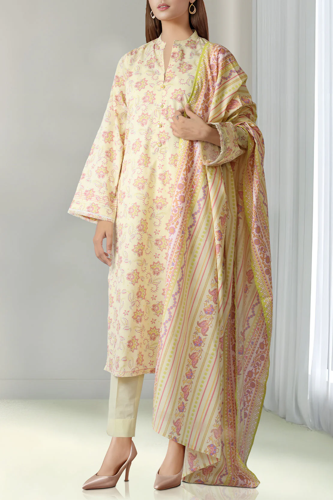 Unstitched Printed Lawn 2 Piece (Shirt/Dupatta) - Image 2