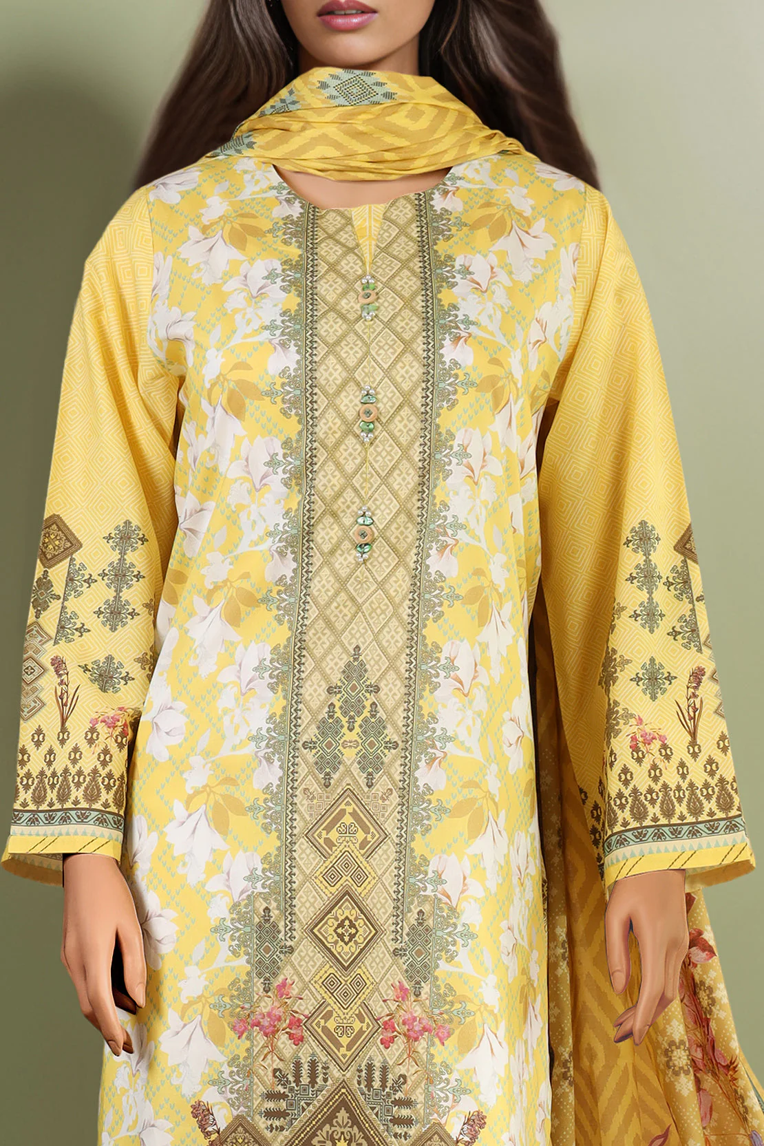Unstitched Printed Lawn 2 Piece (Shirt/Dupatta)