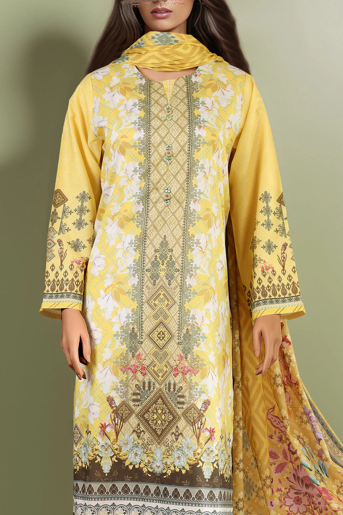 Unstitched Printed Lawn 2 Piece (Shirt/Dupatta) - Image 3