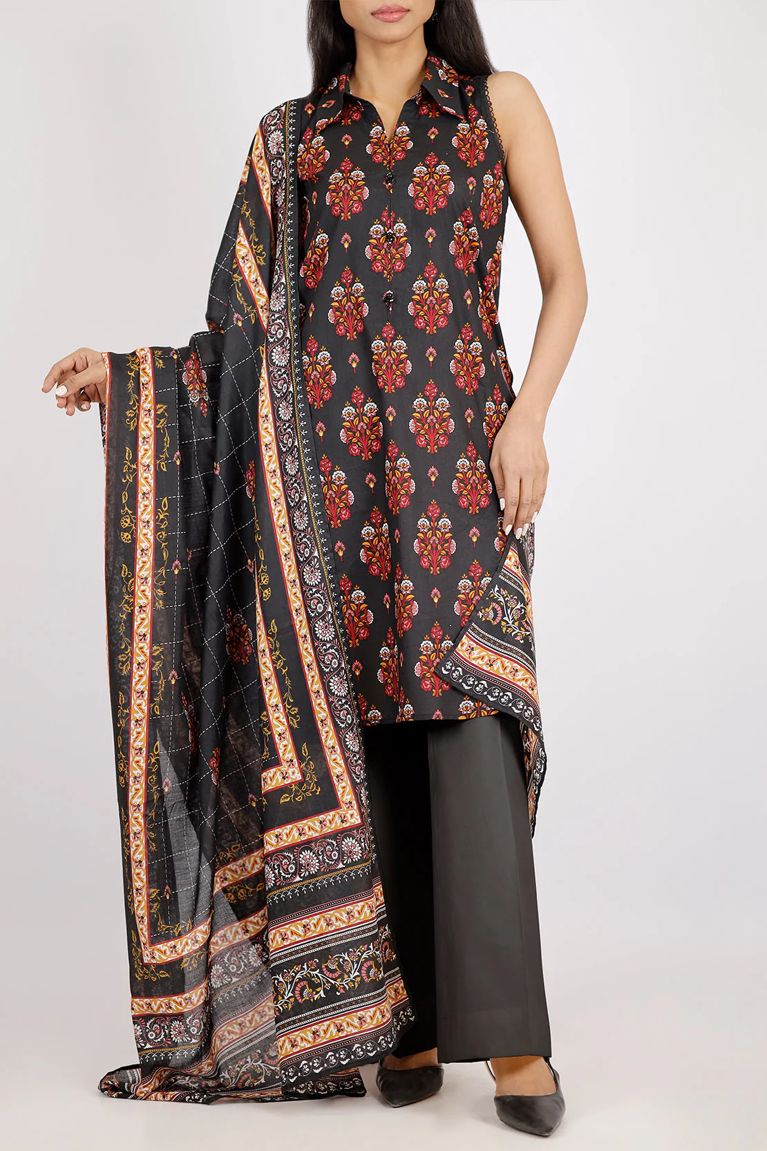 Unstitched Printed Lawn 2 Piece (Shirt/Dupatta)