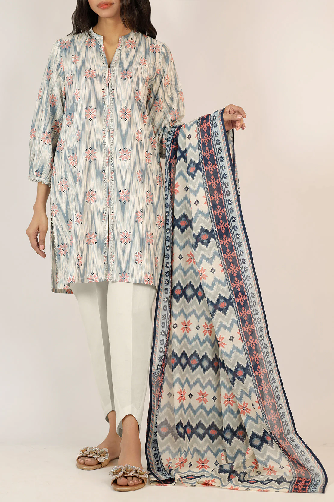 Unstitched Printed Lawn 2 Piece (Shirt/Dupatta)