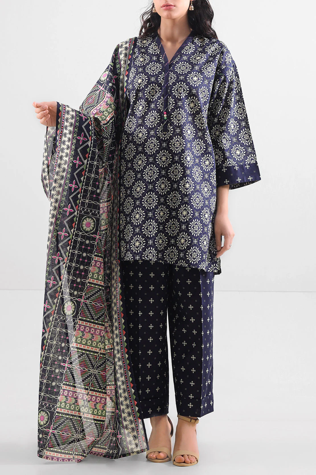 Unstitched Printed Lawn 2 Piece (Shirt/Dupatta)
