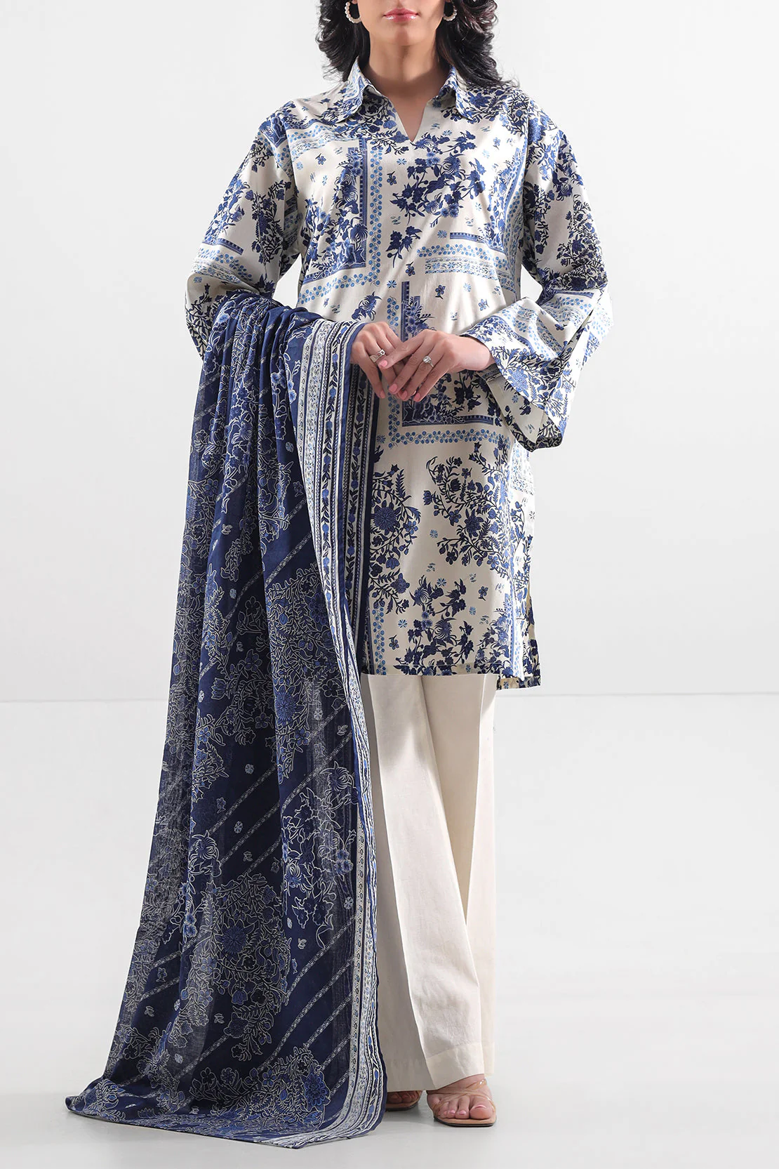Unstitched Printed Lawn 2 Piece (Shirt/Dupatta)