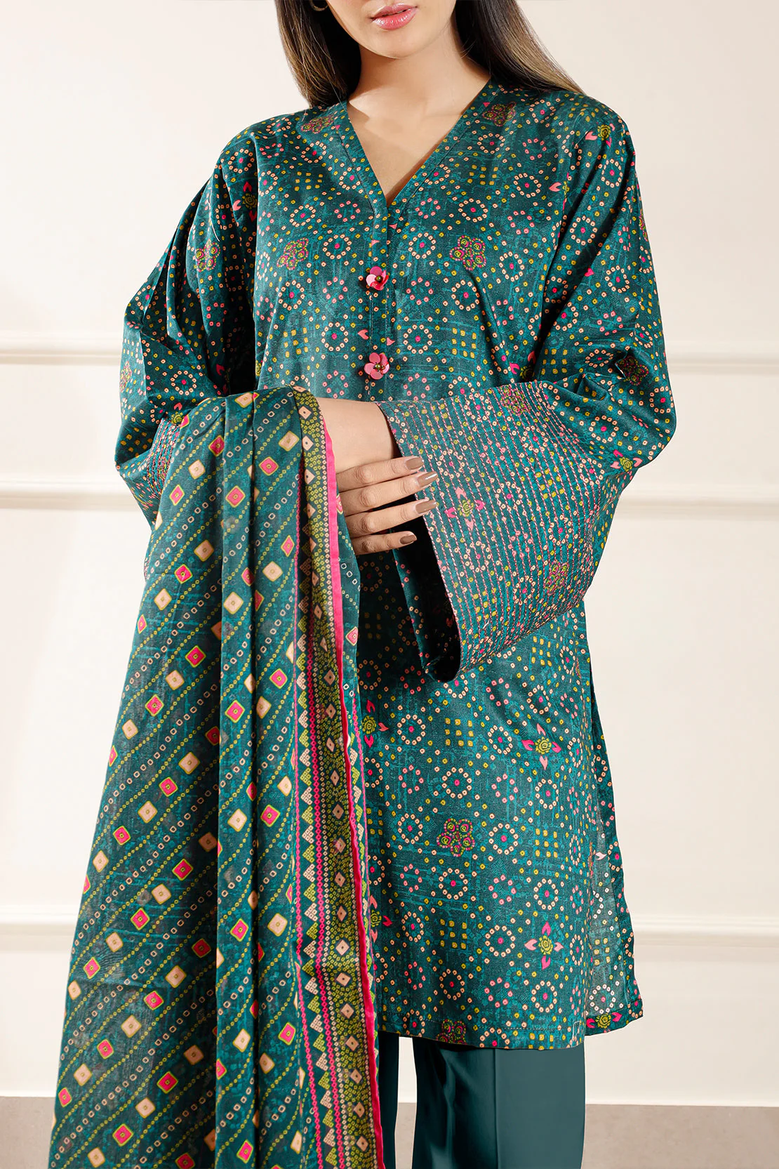 Unstitched Printed Lawn 2 Piece (Shirt/Dupatta) - Image 2