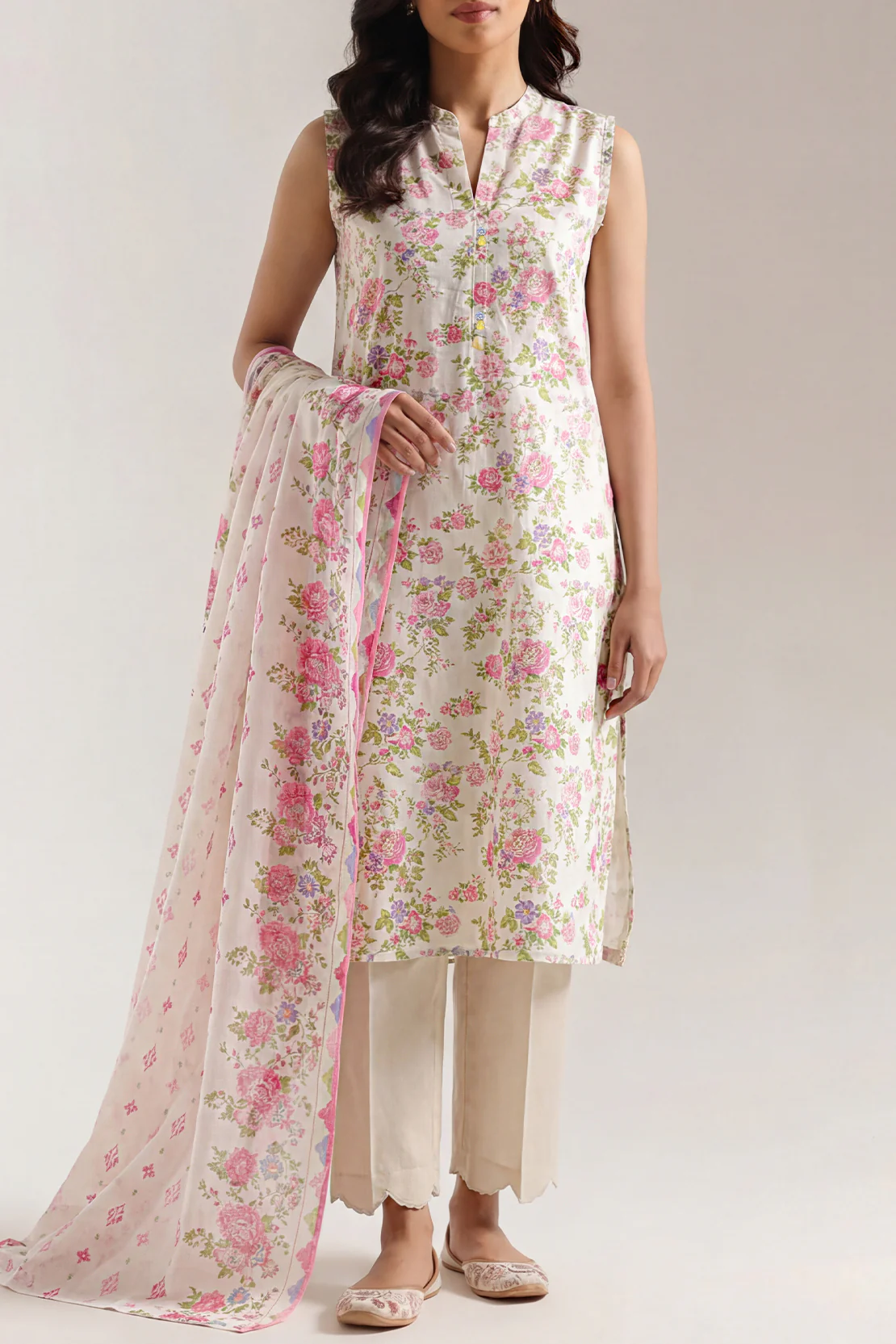 Unstitched Printed Lawn 2 Piece (Shirt/Dupatta)