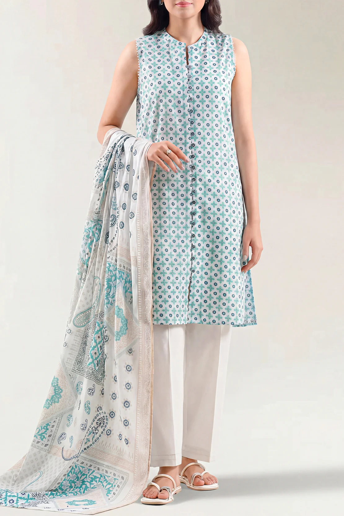 Unstitched Printed Lawn 2 Piece (Shirt/Dupatta)