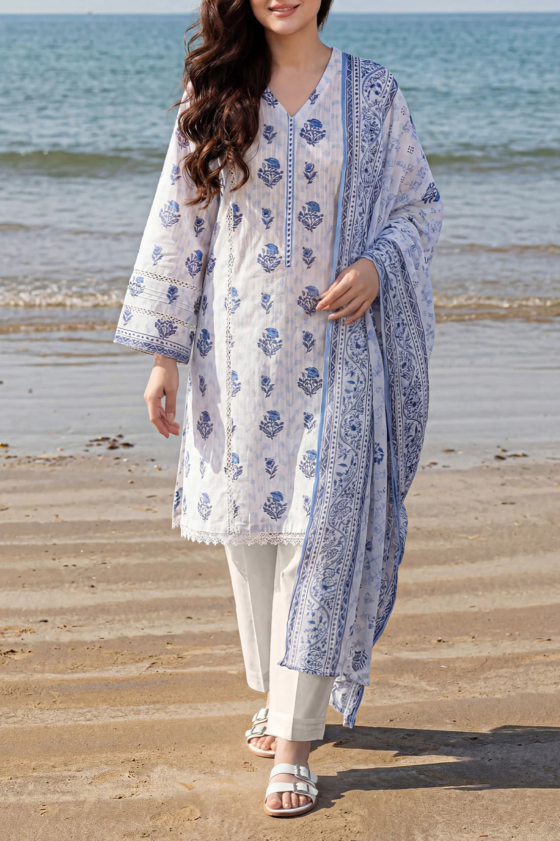 Unstitched Printed Lawn 2 Piece (Shirt/Dupatta)
