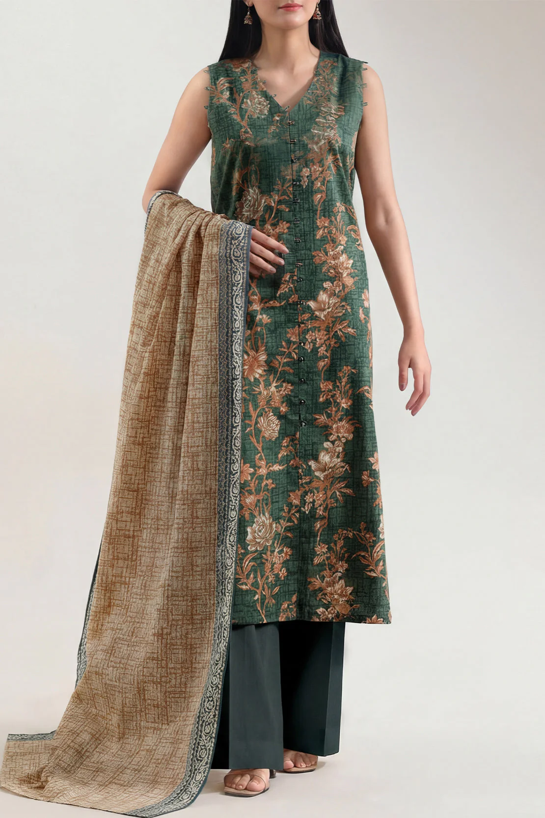 Unstitched Printed Lawn 2 Piece (Shirt/Dupatta)