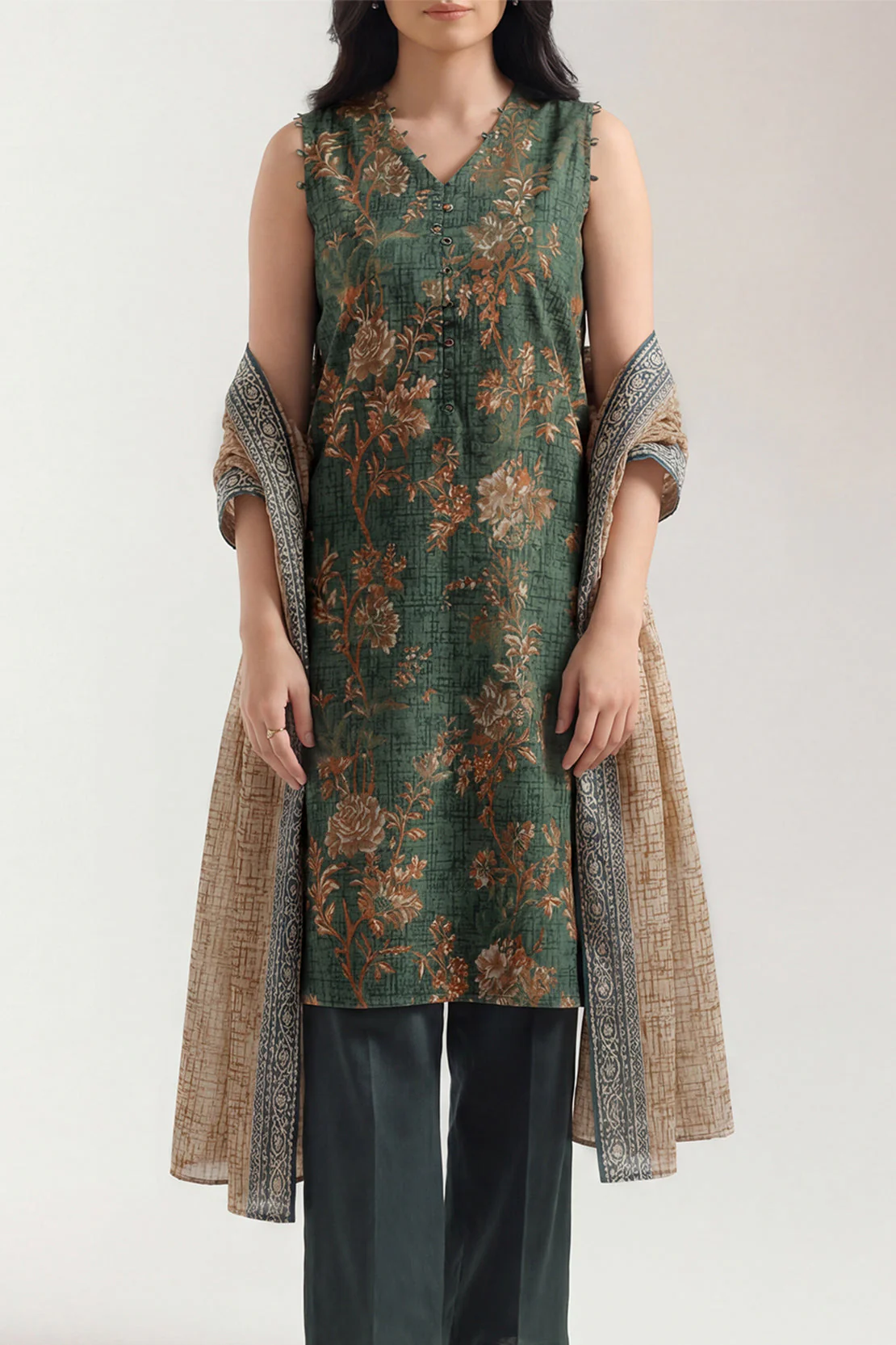 Unstitched Printed Lawn 2 Piece (Shirt/Dupatta) - Image 2