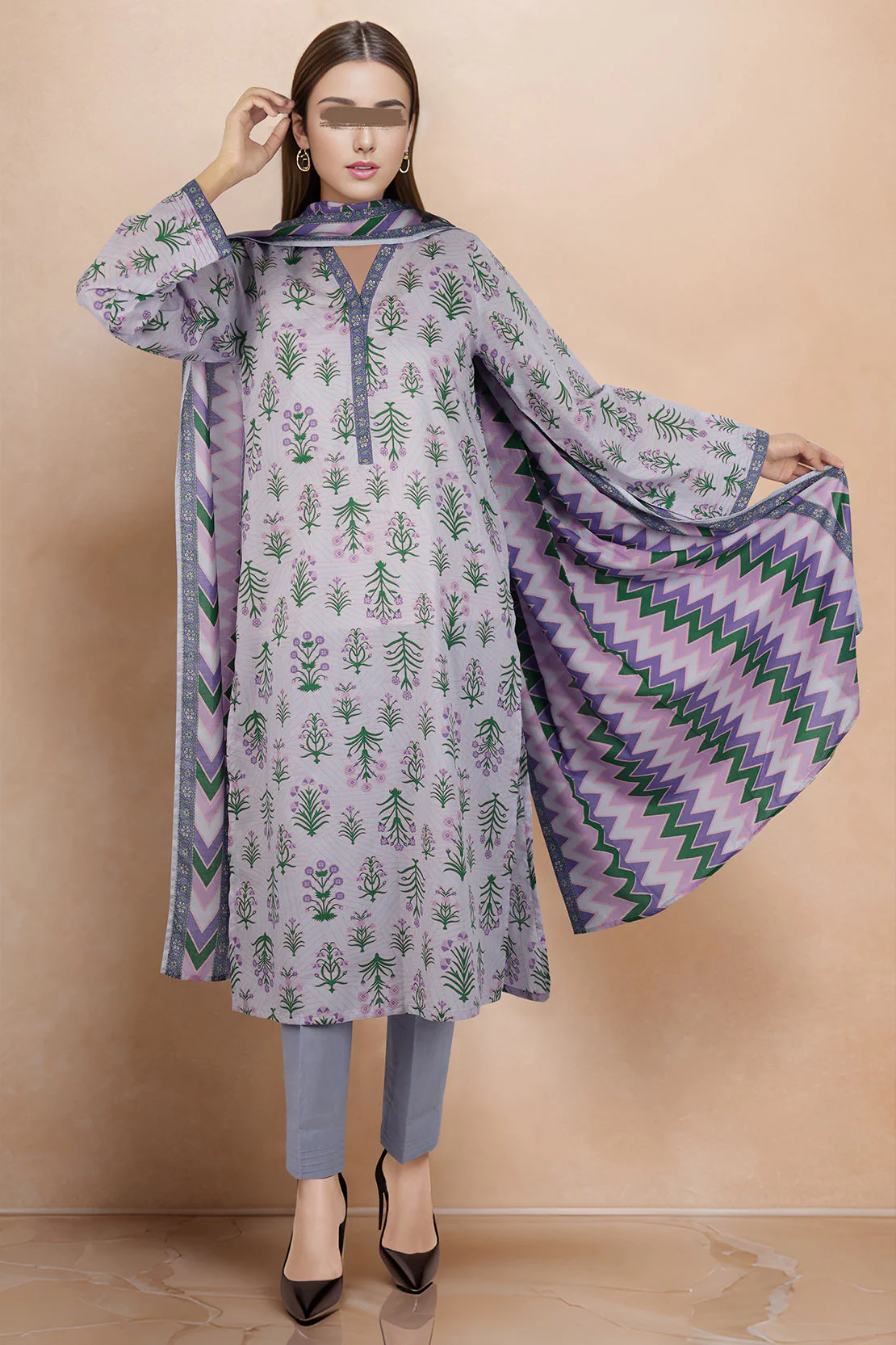 Unstitched Printed Lawn 2 Piece (Shirt/Trouser) - Image 3