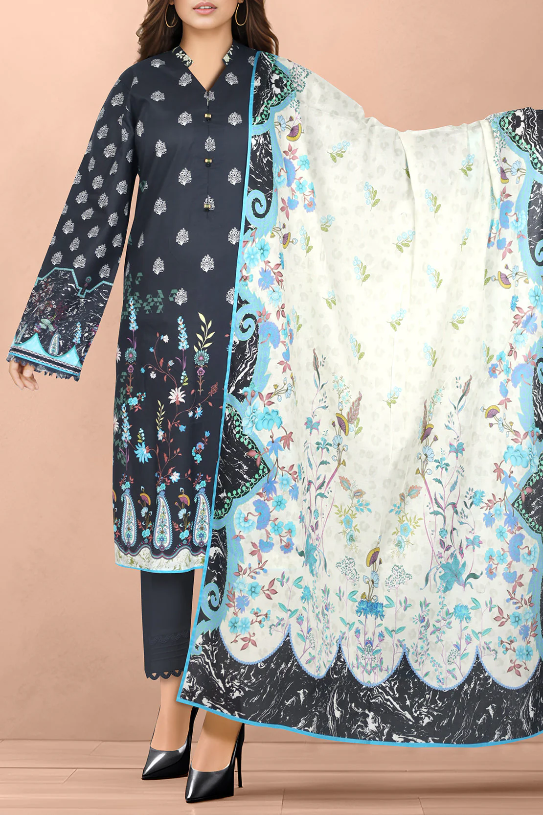 Unstitched Printed Lawn 2 Piece (Shirt/Trouser) - Image 4