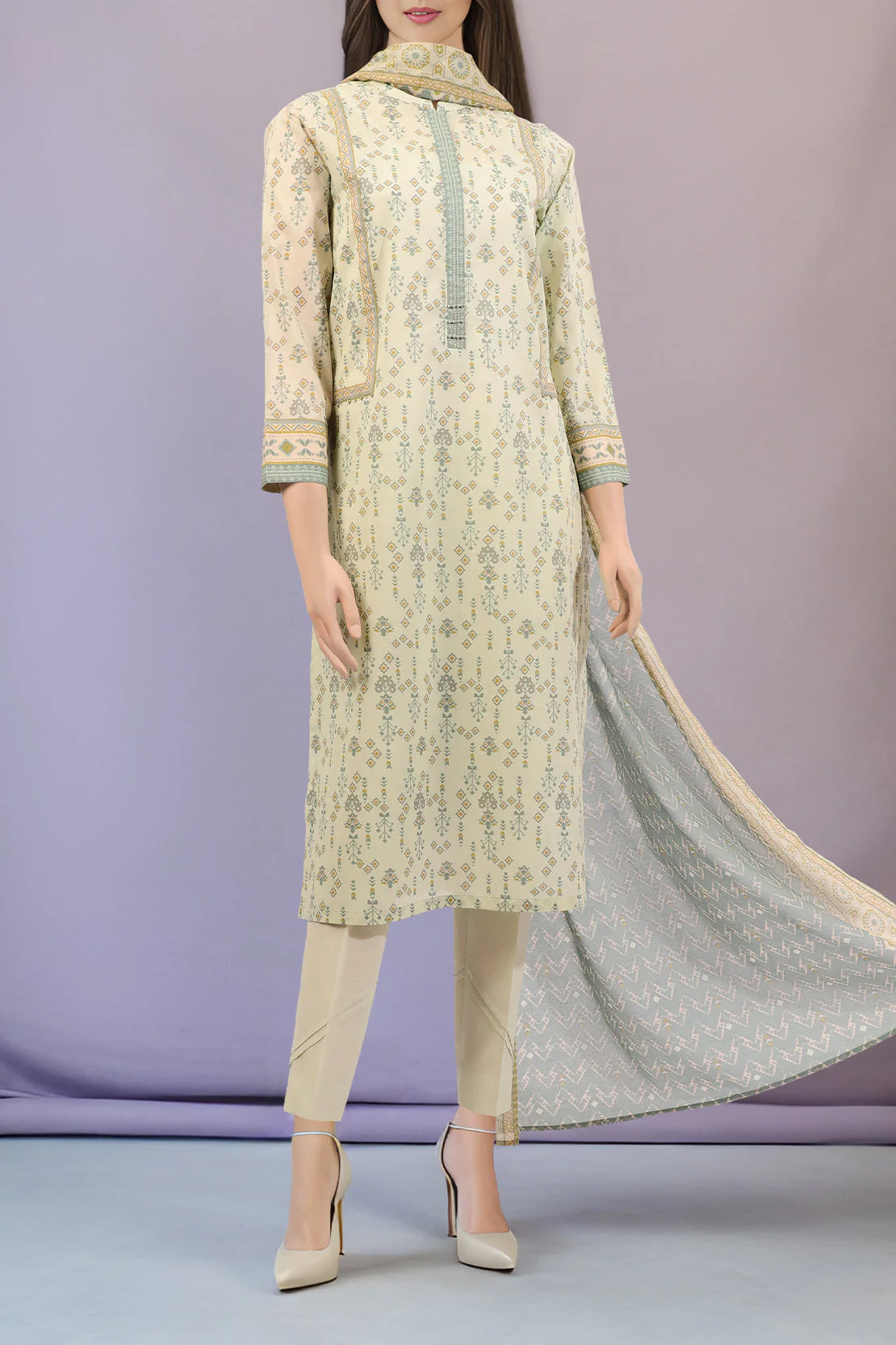 Unstitched Printed Lawn 2 Piece (Shirt/Trouser)