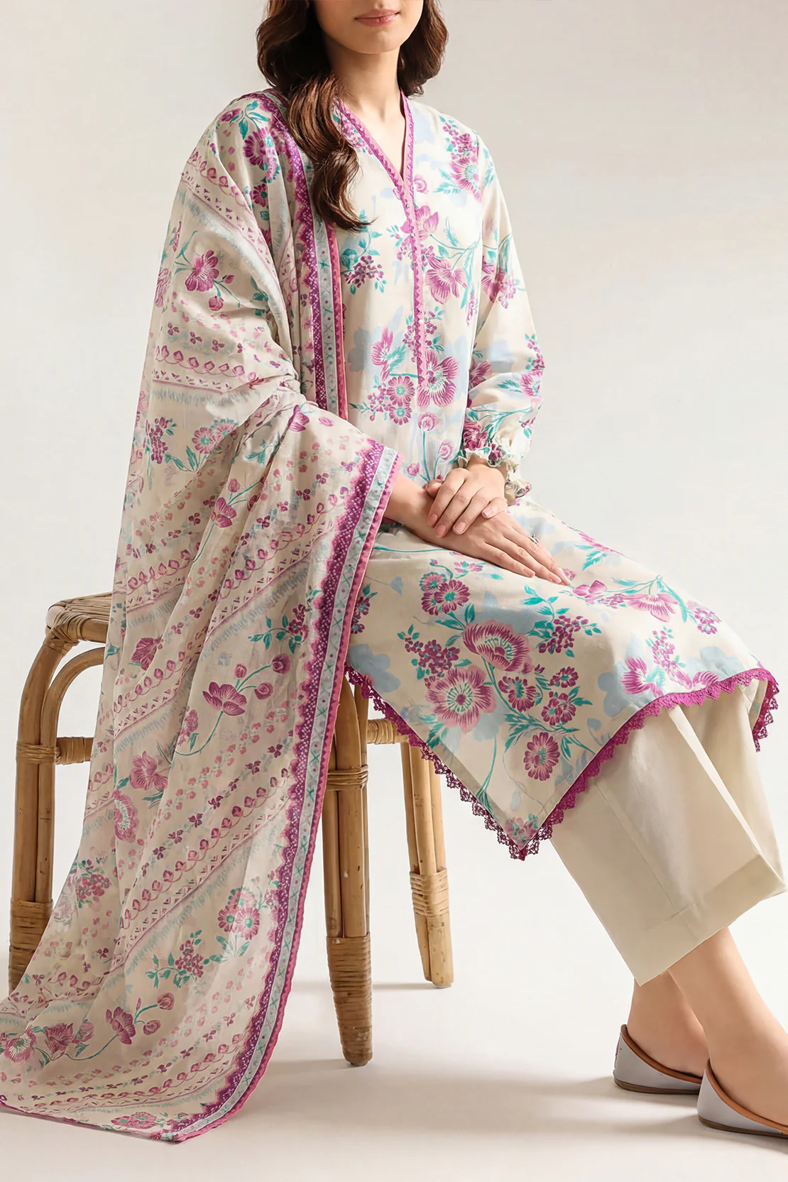 Unstitched Printed Lawn 2 Piece (Shirt/Trouser)