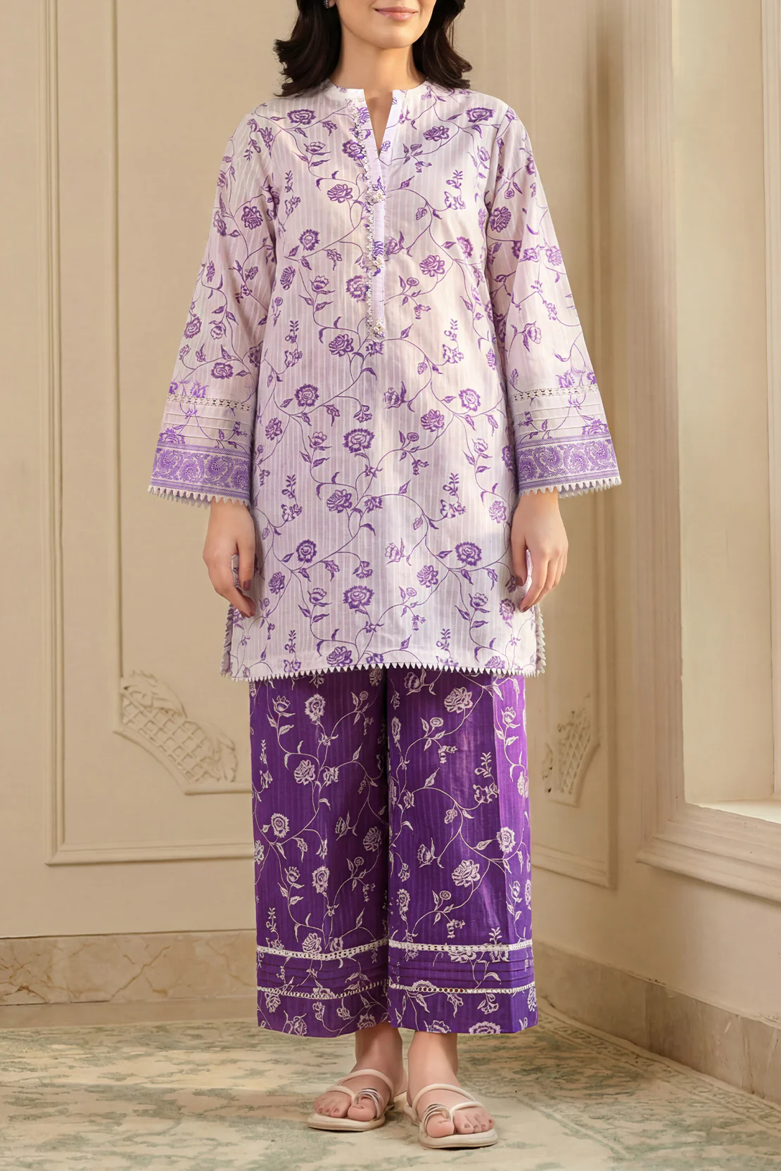 Unstitched Printed Stripe Lawn 2 Piece (Shirt/Trouser) - Image 2