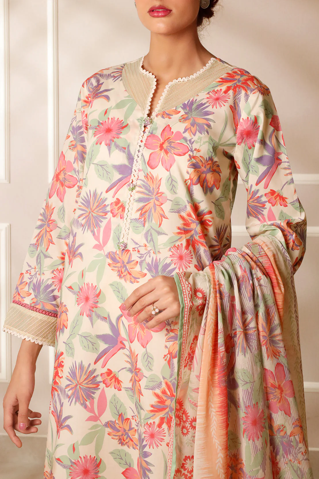 Unstitched Printed Lawn 3 Piece
