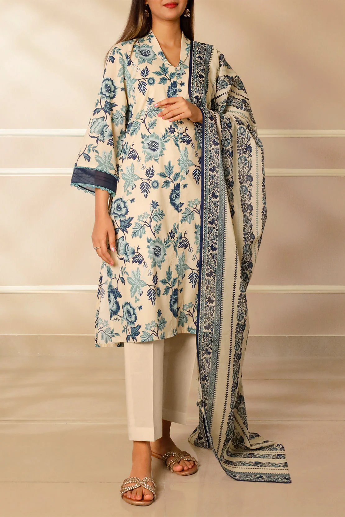 Unstitched Printed Lawn 3 Piece - Image 2