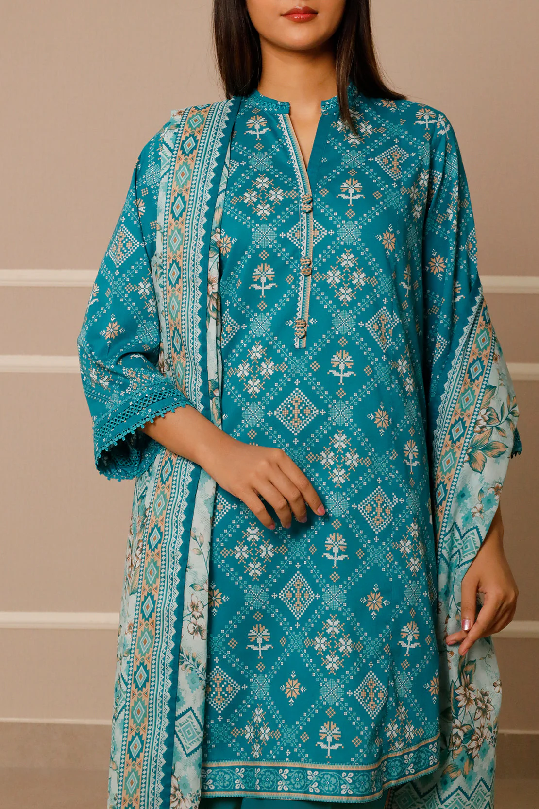 Unstitched Printed Lawn 3 Piece