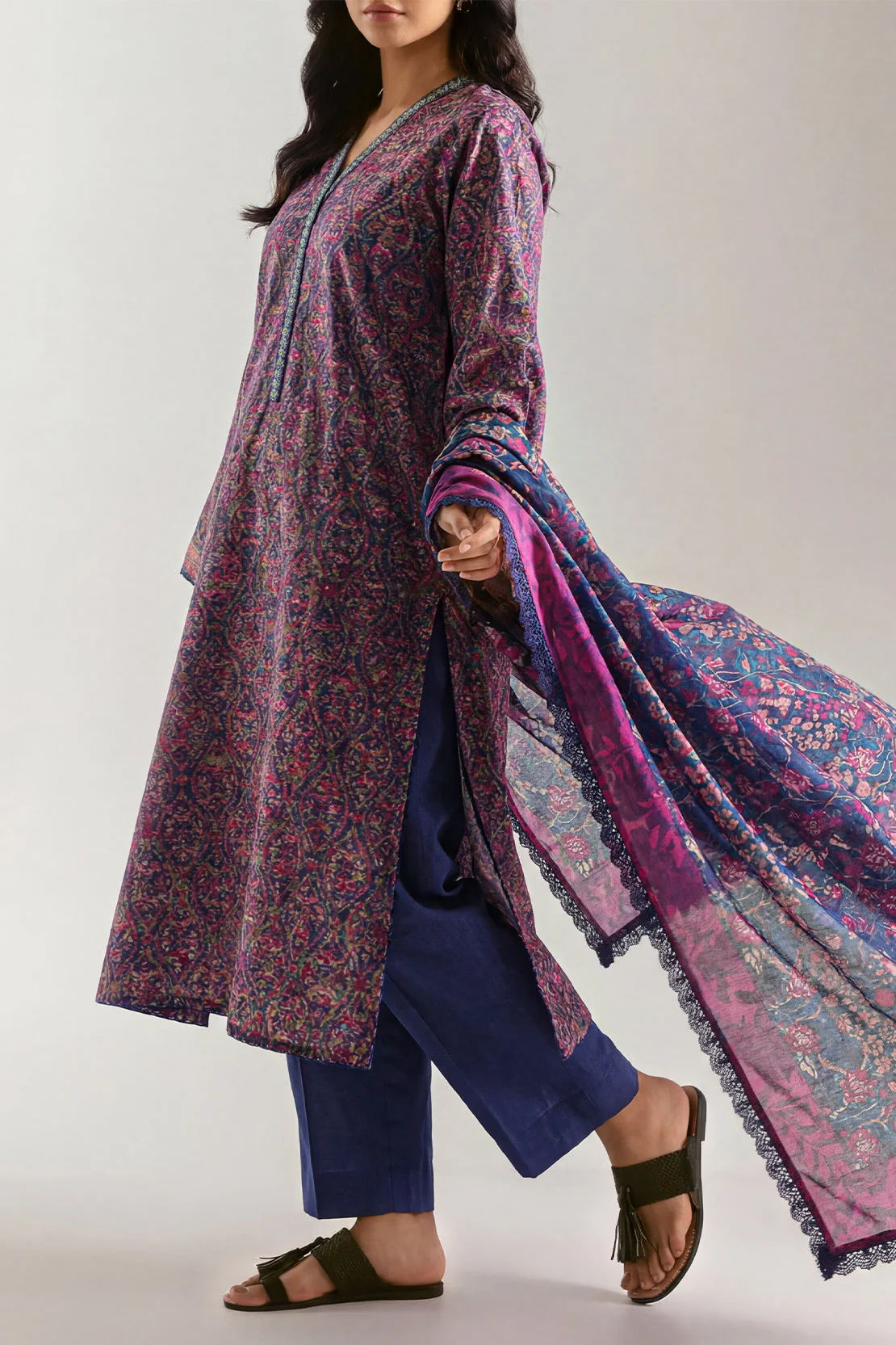 Unstitched Printed Lawn 3 Piece