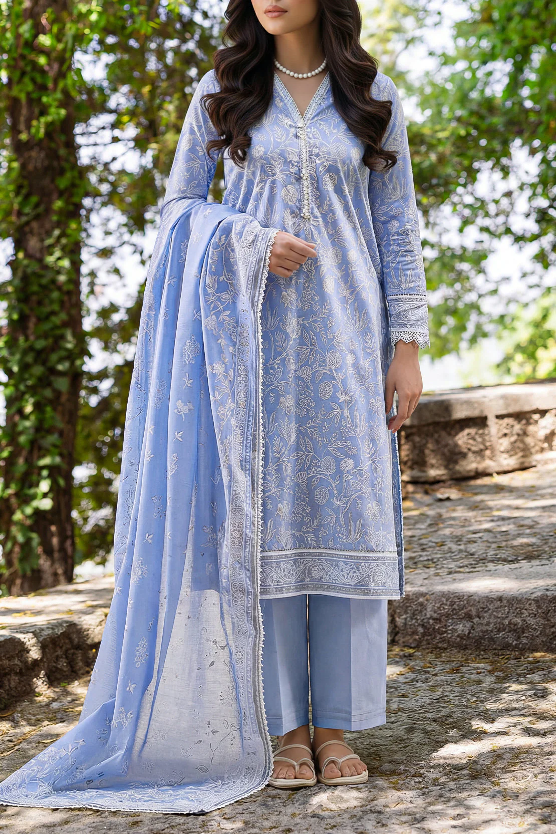 Unstitched Printed Lawn 3 Piece