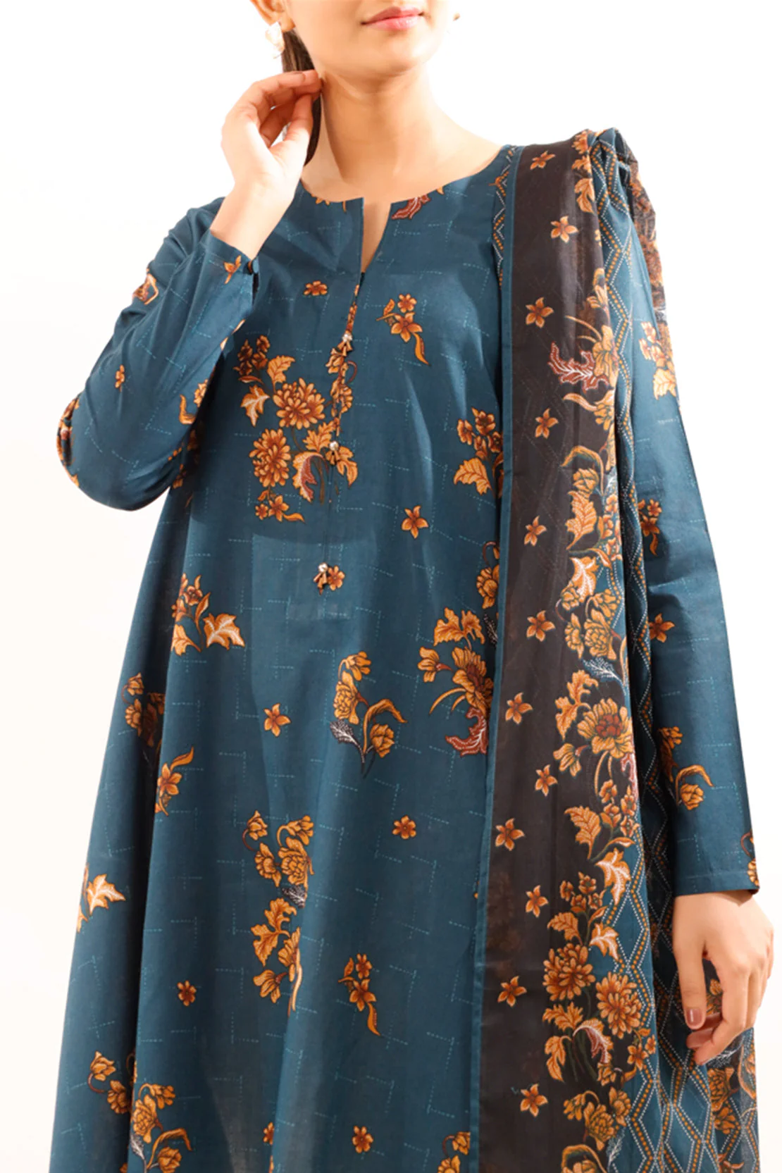 Unstitched Printed Lawn 3 Piece