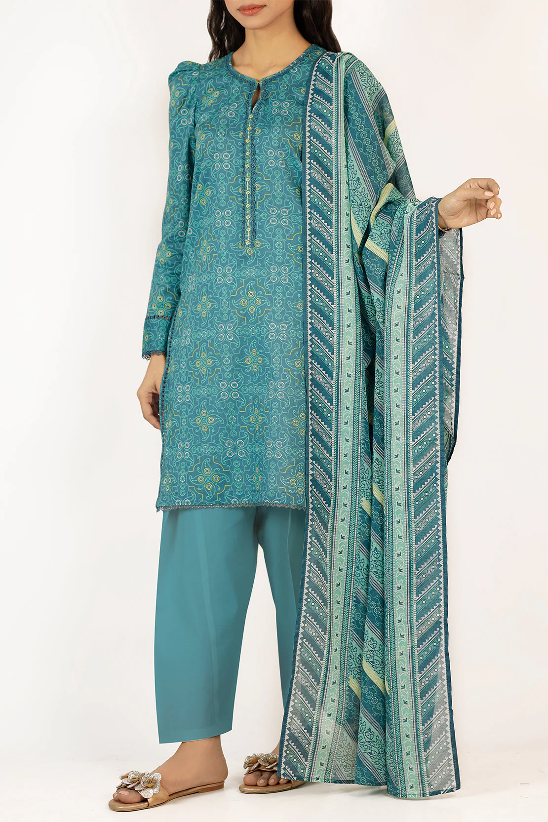 Unstitched Printed Lawn 3 Piece