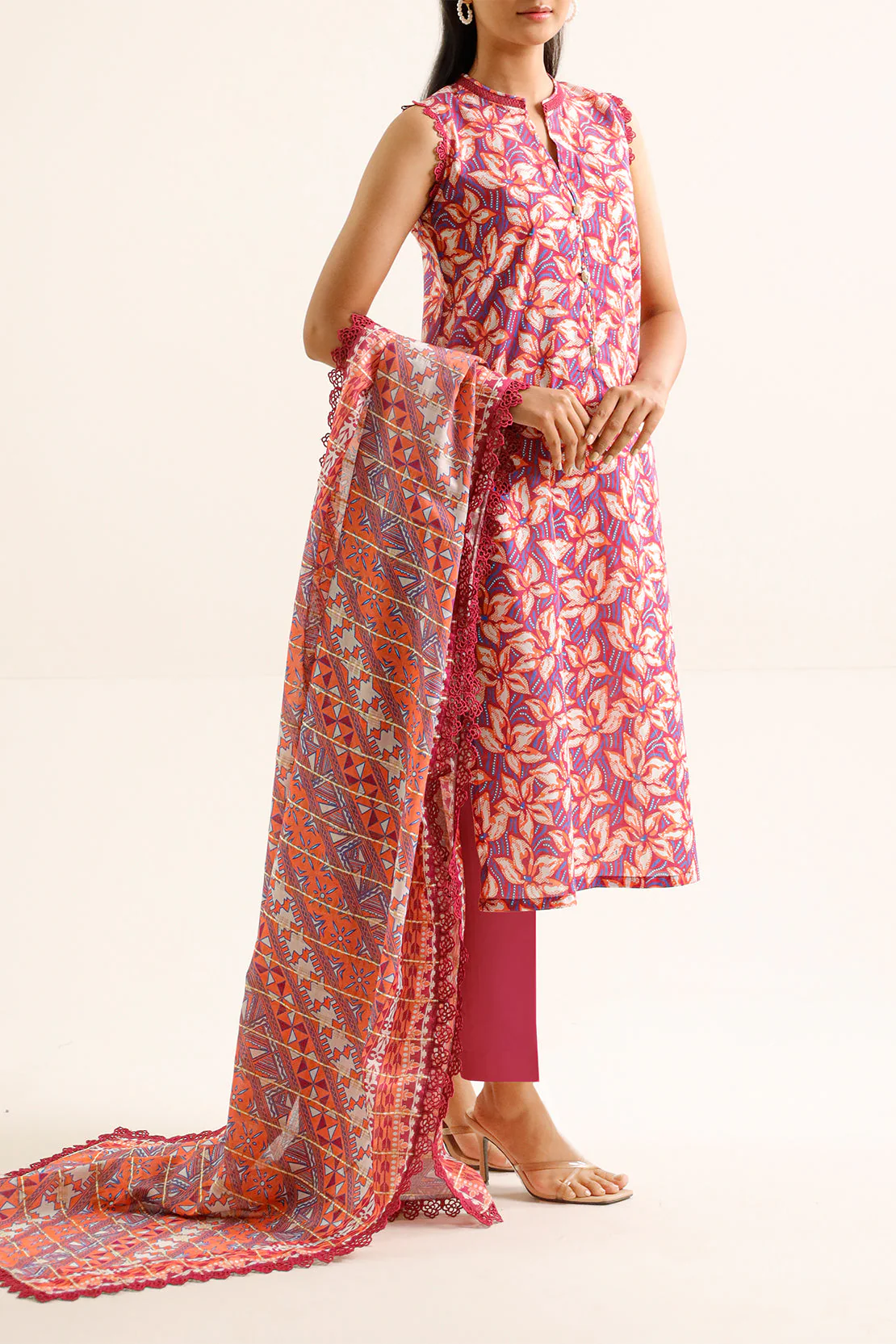Unstitched Printed Lawn  3 Piece - Image 2