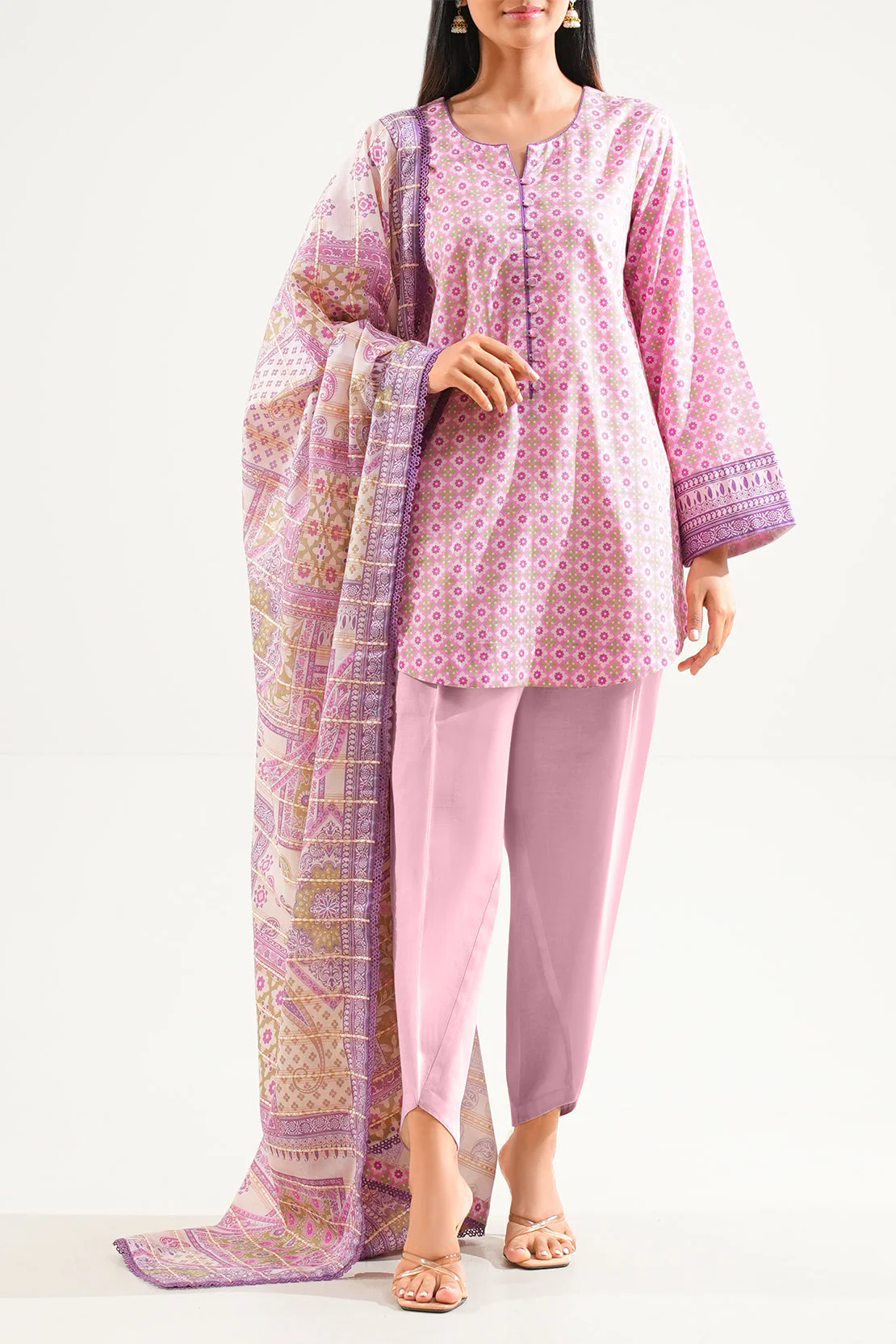 Unstitched Printed Lawn 3 Piece