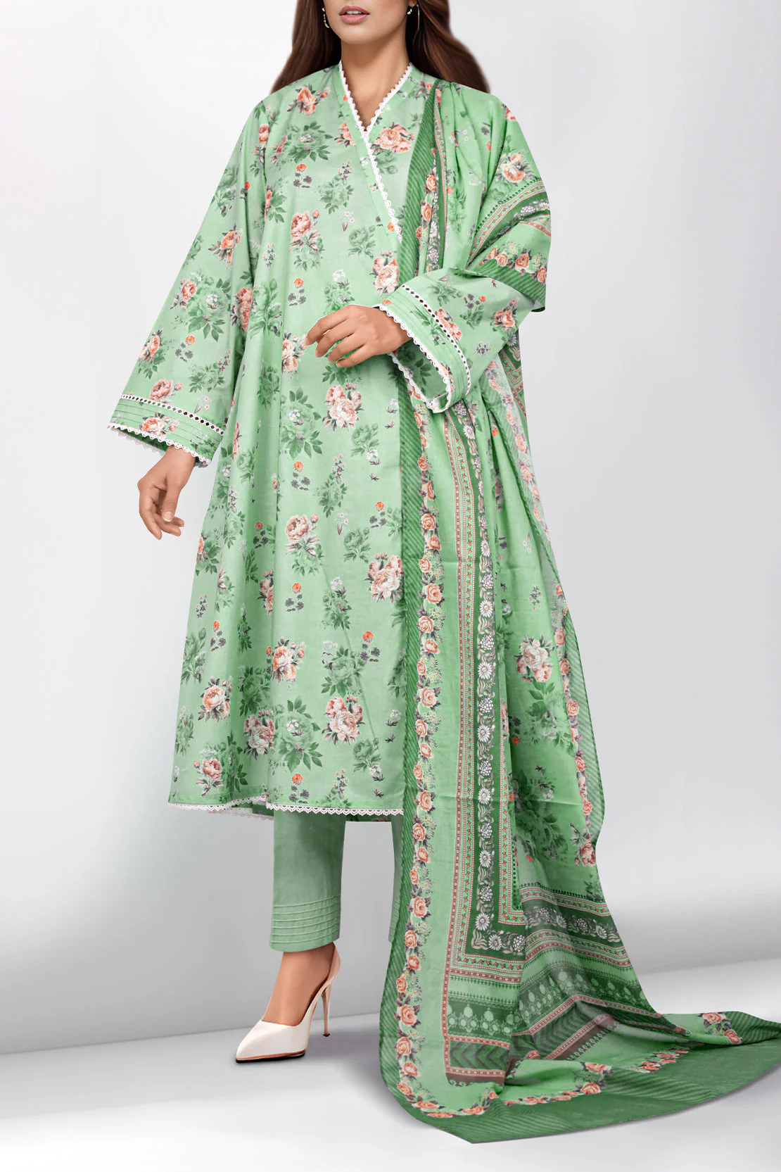 Unstitched Printed Lawn 3 Piece