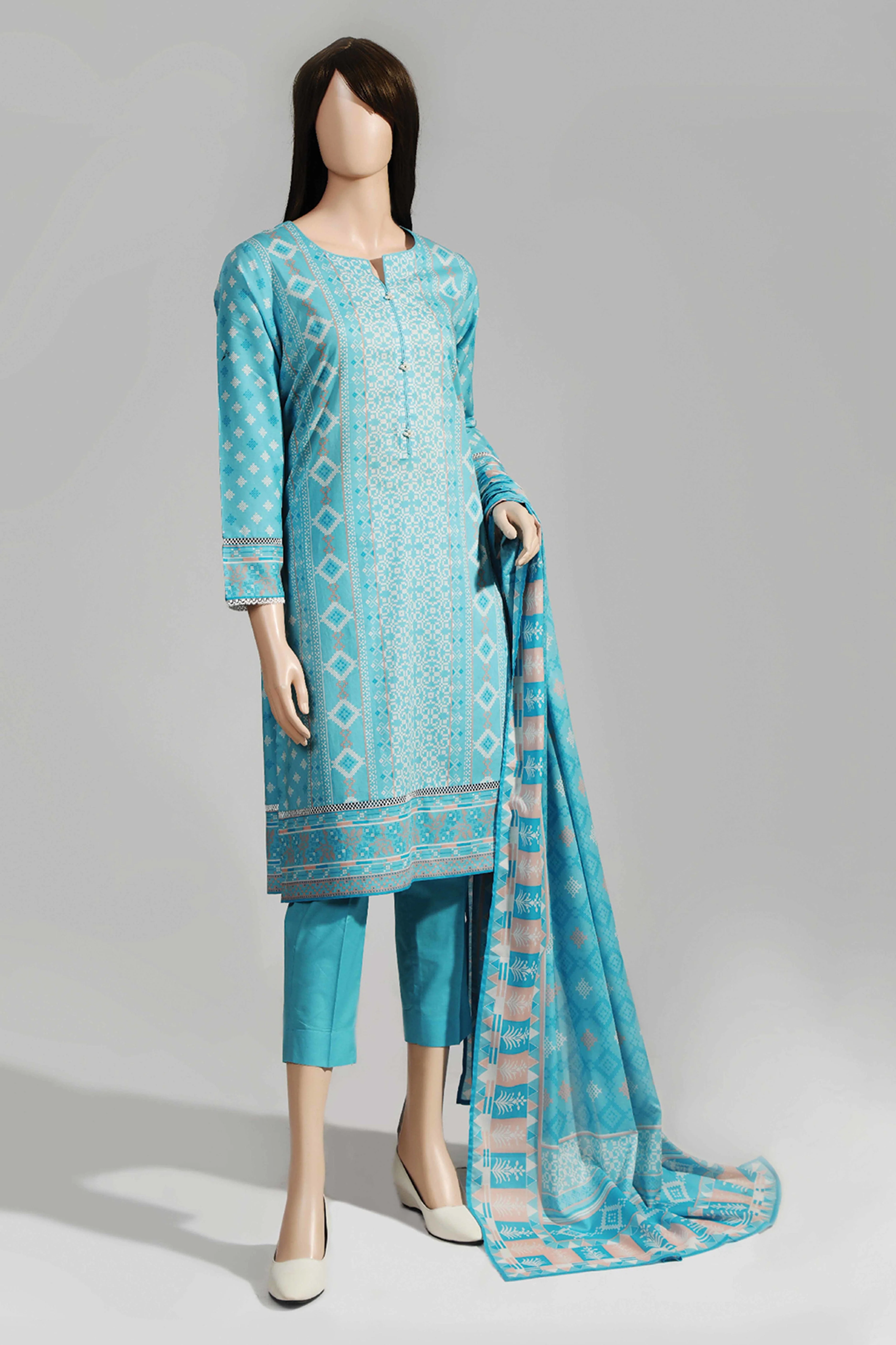Unstitched Printed Lawn 3 Piece