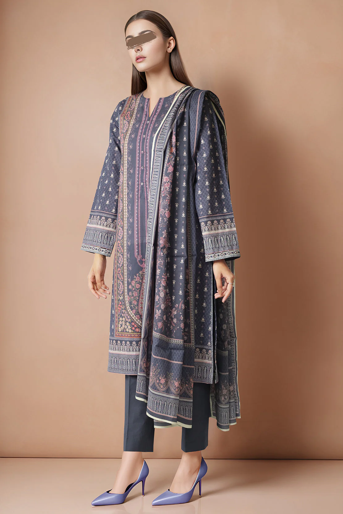 Unstitched Printed Lawn 3 Piece