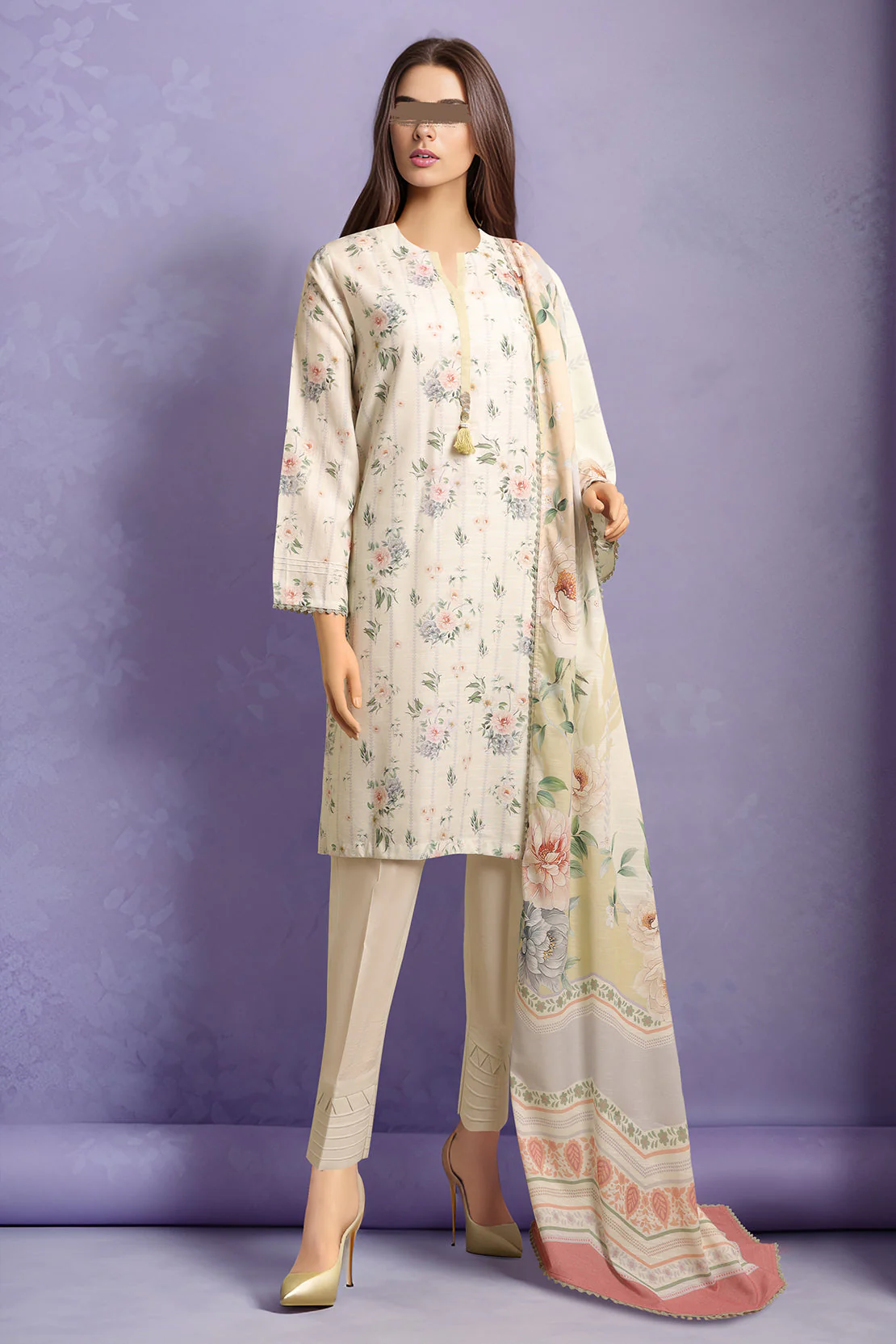 Unstitched Printed Lawn 3 Piece