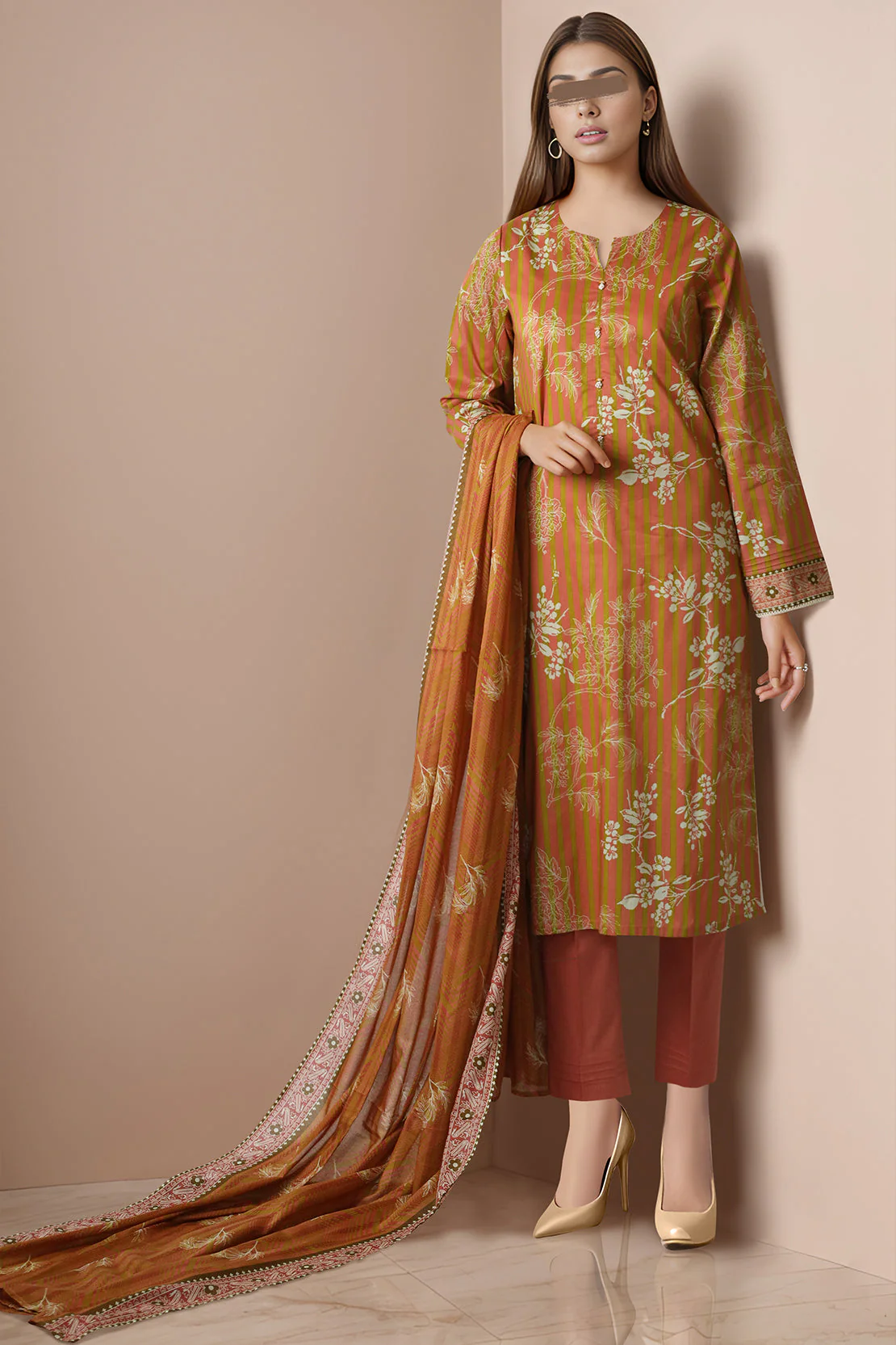 Unstitched Printed Lawn 3 Piece