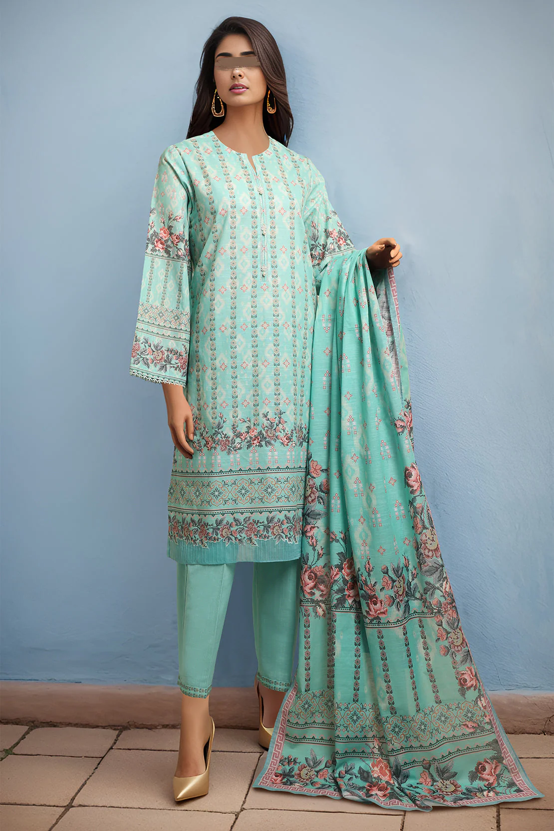 Unstitched Printed Lawn 3 Piece