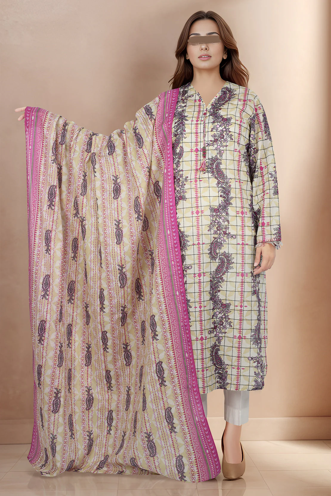 Unstitched Printed Lawn 3 Piece