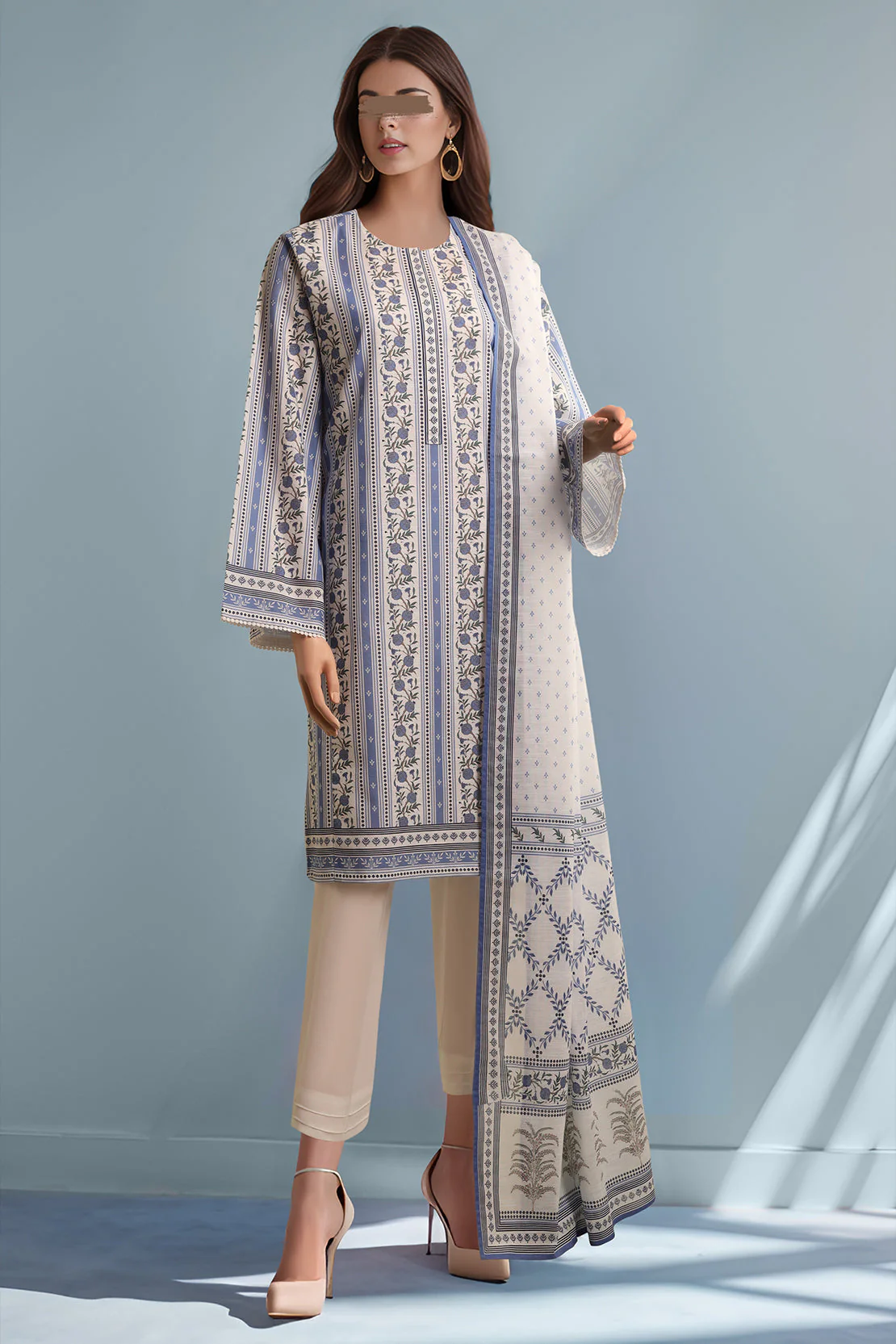 Unstitched Printed Lawn 3 Piece