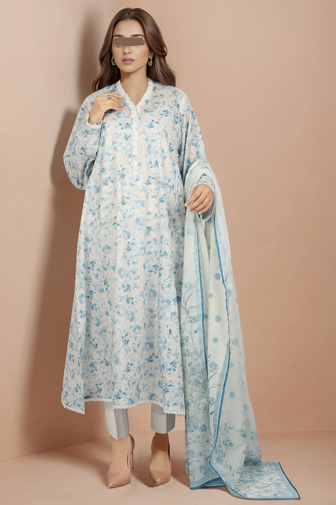 Unstitched Printed Lawn 3 Piece