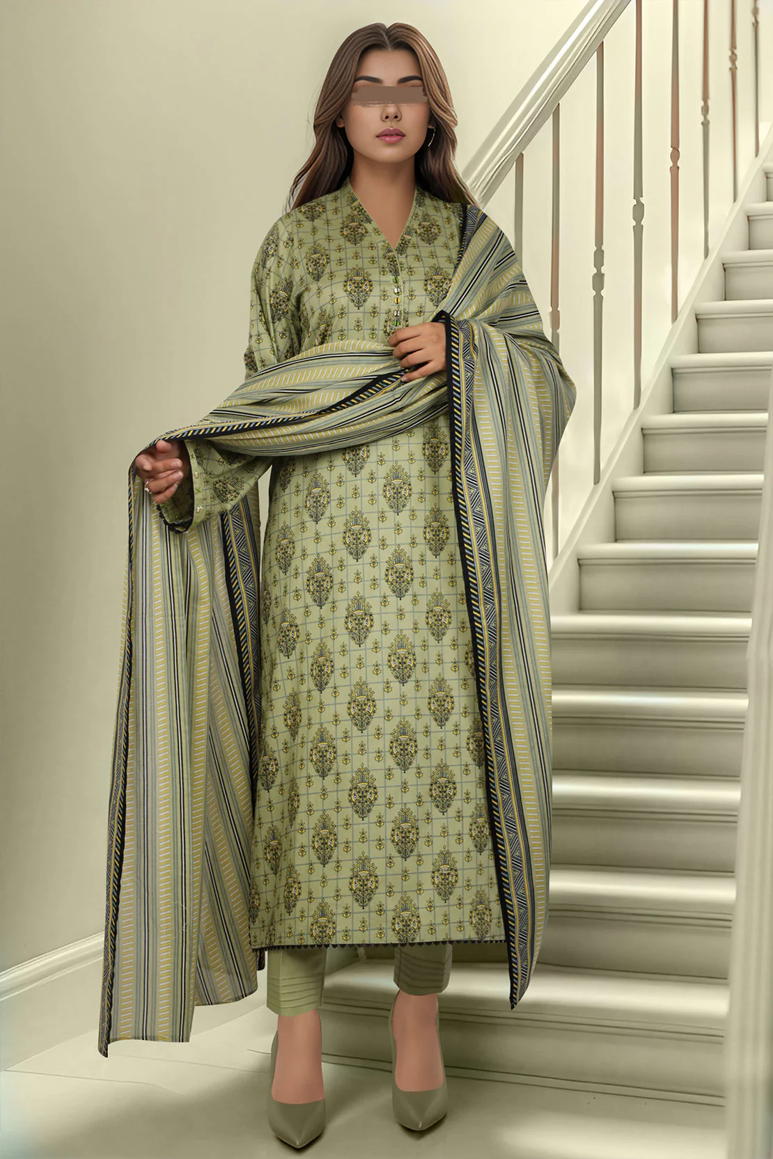 Unstitched Printed Lawn 3 Piece