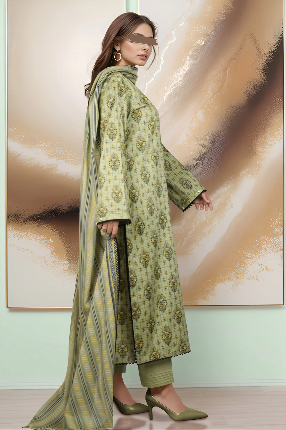 Unstitched Printed Lawn 3 Piece - Image 4