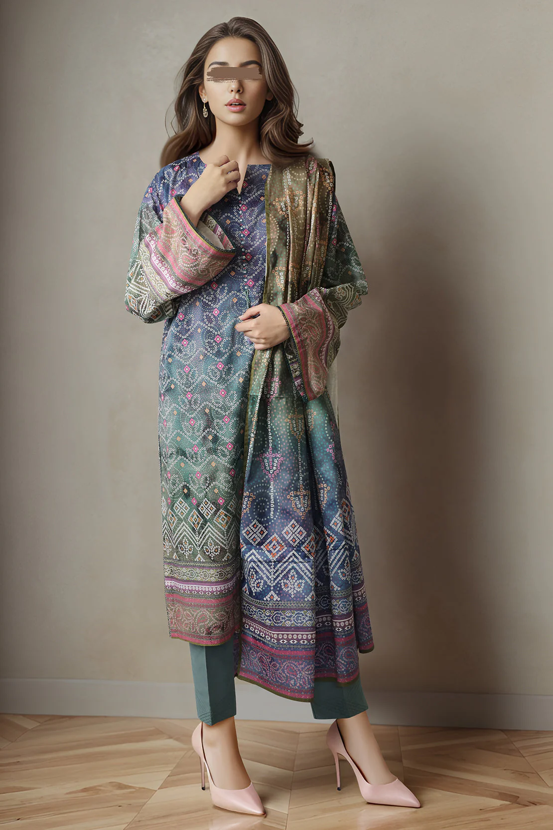 Unstitched Printed Lawn 3 Piece