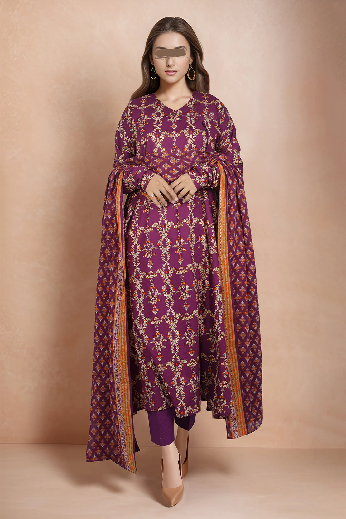 Unstitched Printed Lawn 3 Piece