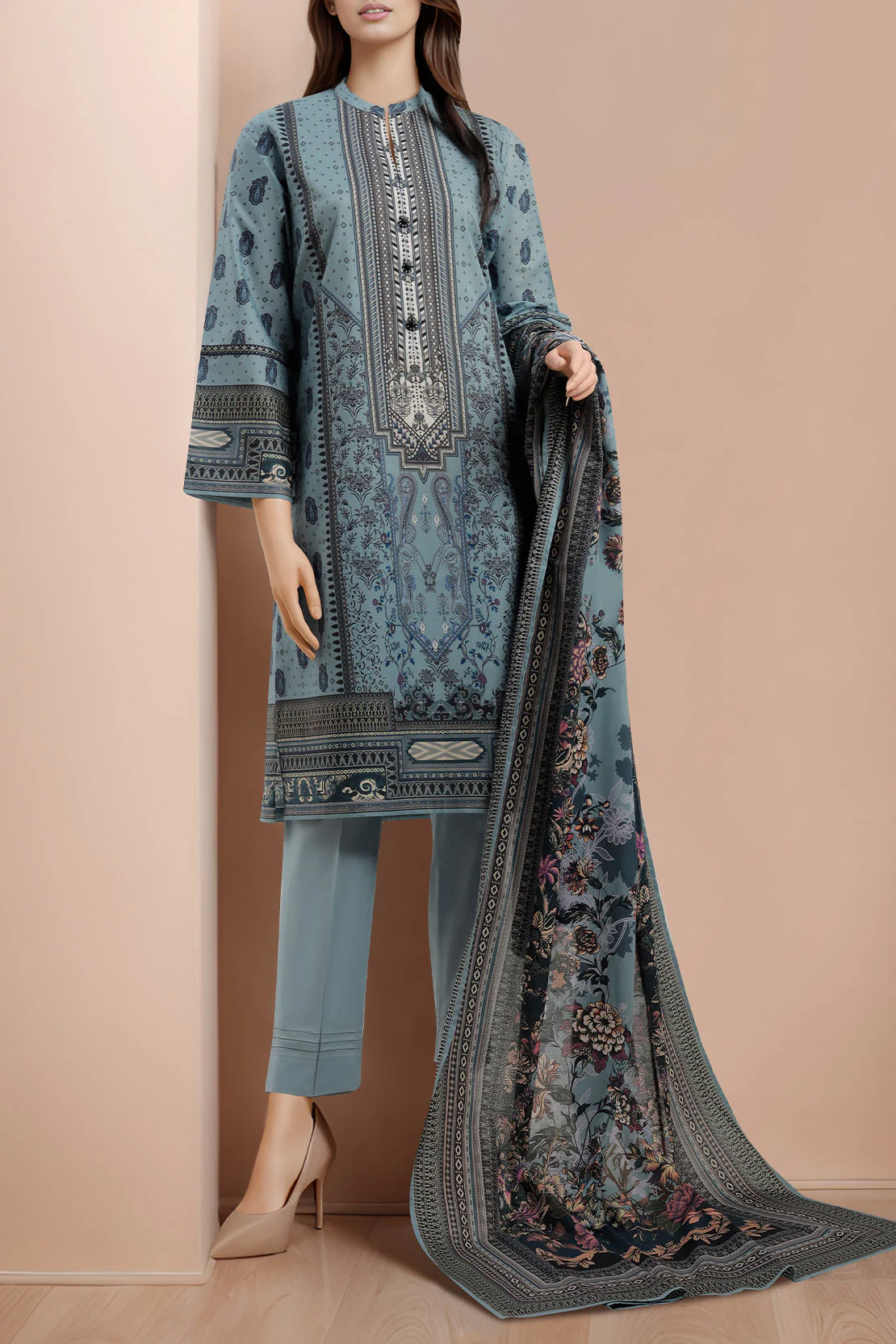 Unstitched Printed Lawn 3 Piece - Image 2