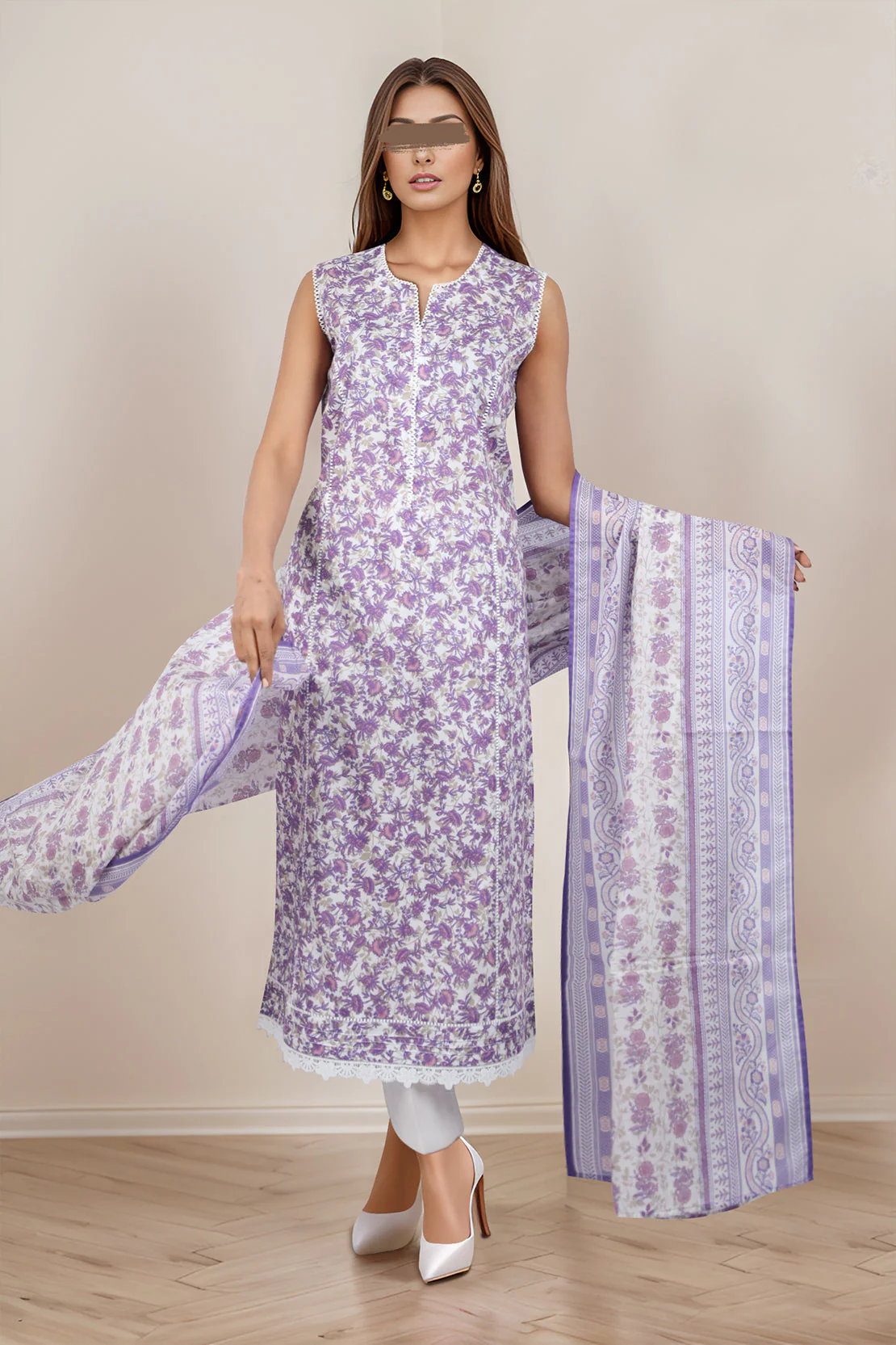 Unstitched Printed Lawn 3 Piece