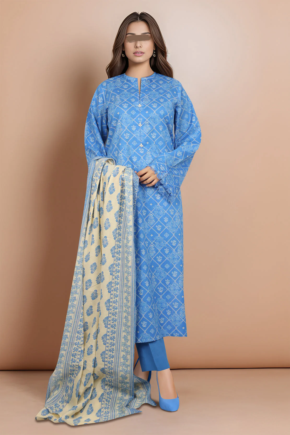 Unstitched Printed Lawn 3 Piece