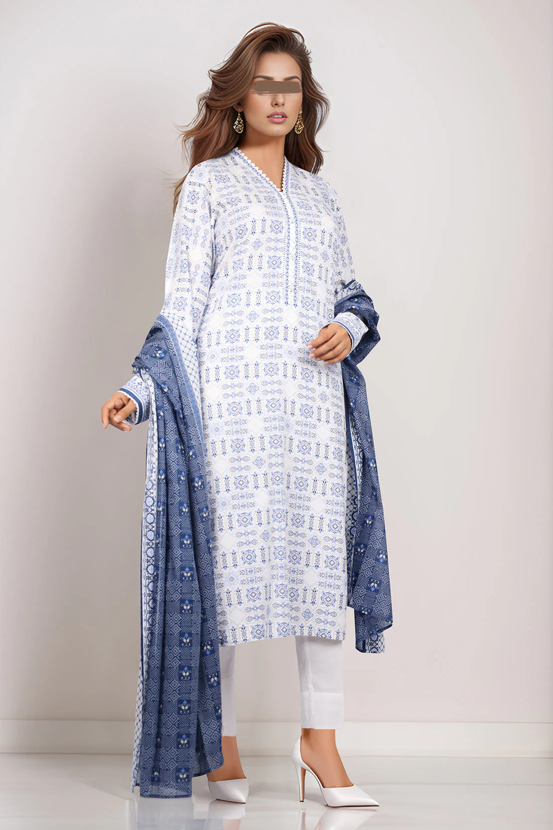Unstitched Printed Lawn 3 Piece