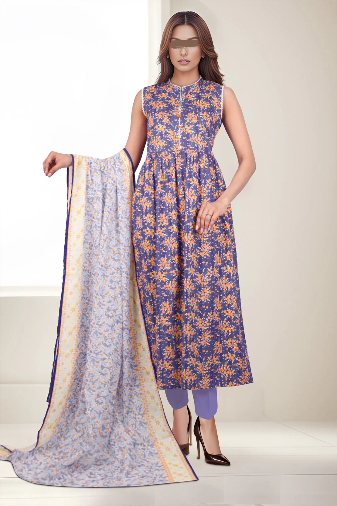 Unstitched Printed Lawn 3 Piece