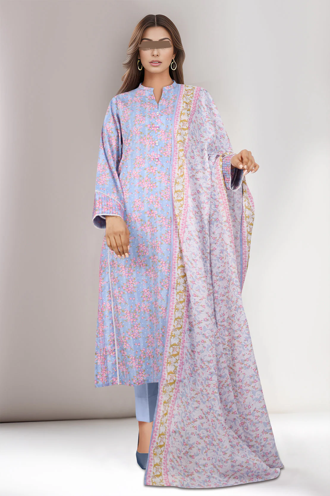Unstitched Printed Lawn 3 Piece