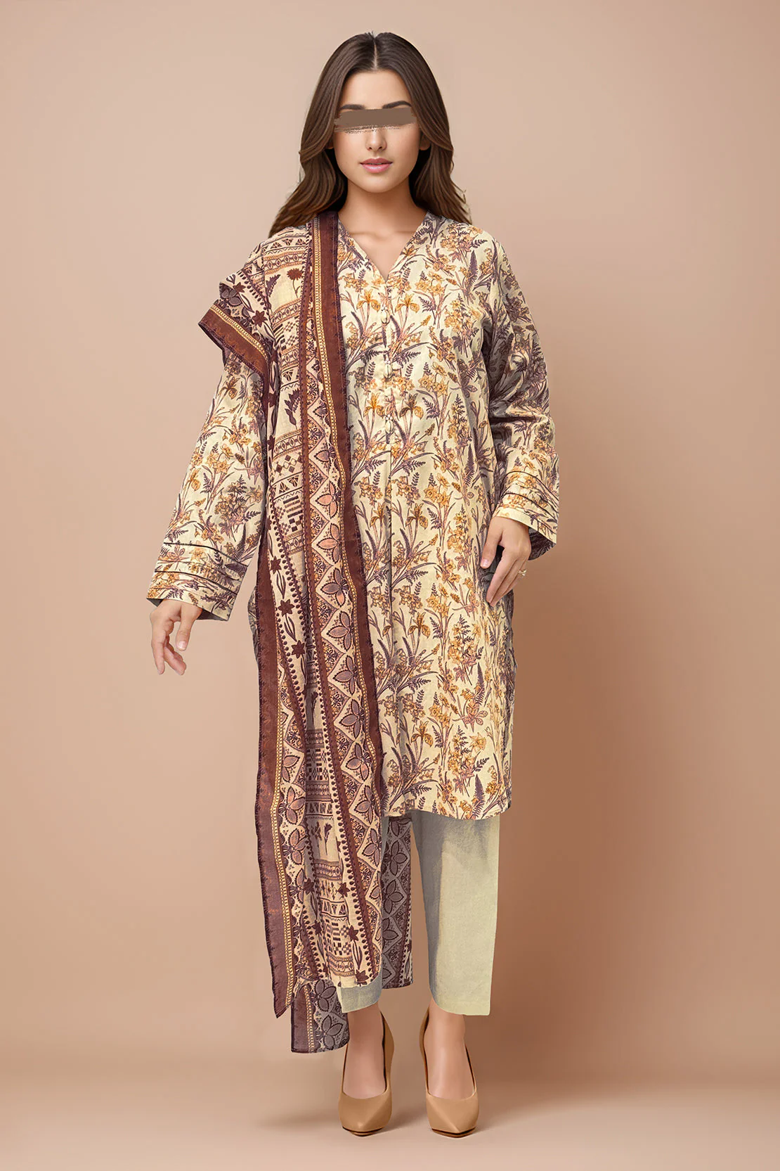 Unstitched Printed Lawn 3 Piece