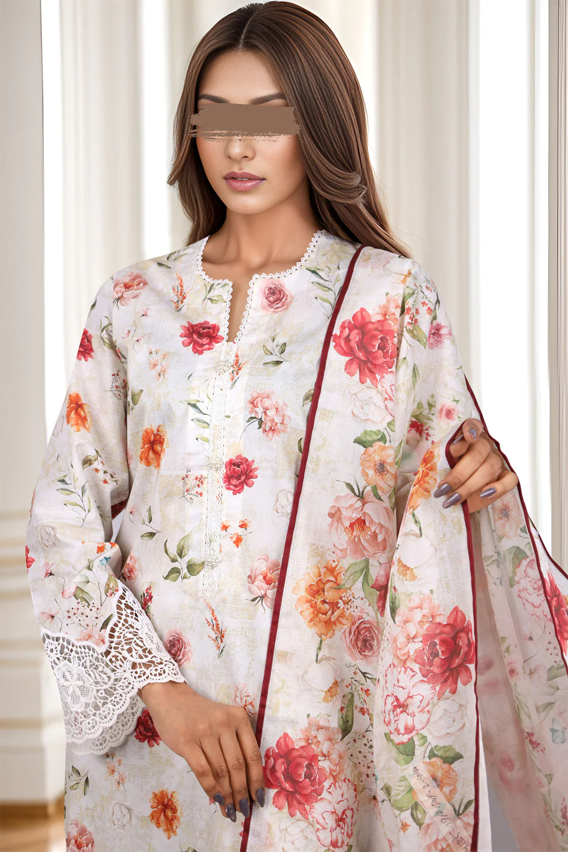 Unstitched Printed Self Jacquard 3 Piece - Image 3