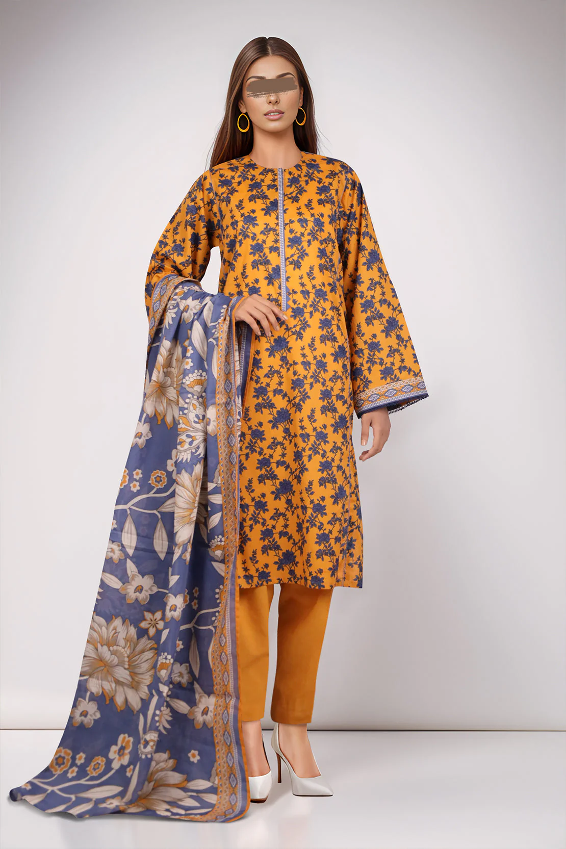 Unstitched Printed Lawn 3 Piece